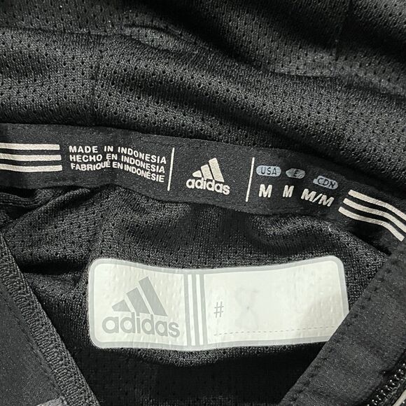 Adidas Jacket Men's M Full Zip Black Gray Nylon Blend Hooded - Picture 3 of 8